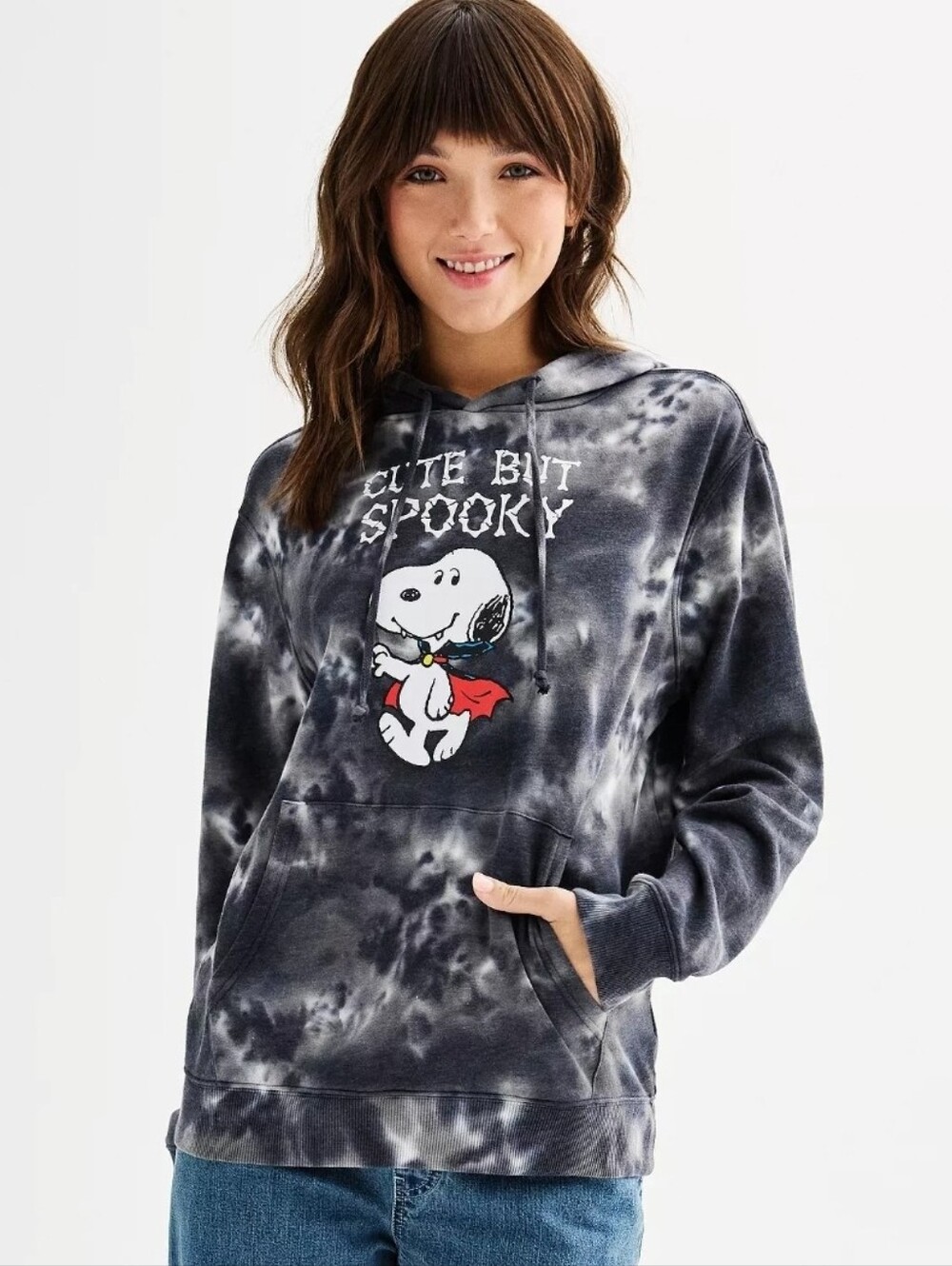Snoopy Spooky Halloween Fleece Graphic Hoodie-Med